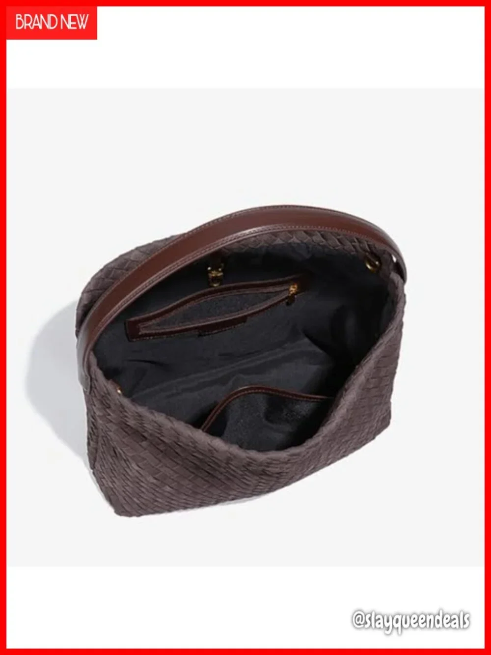 Women's Braided Faux Suede Tote Bag Trendy Crescent Shoulder Hobo Purse